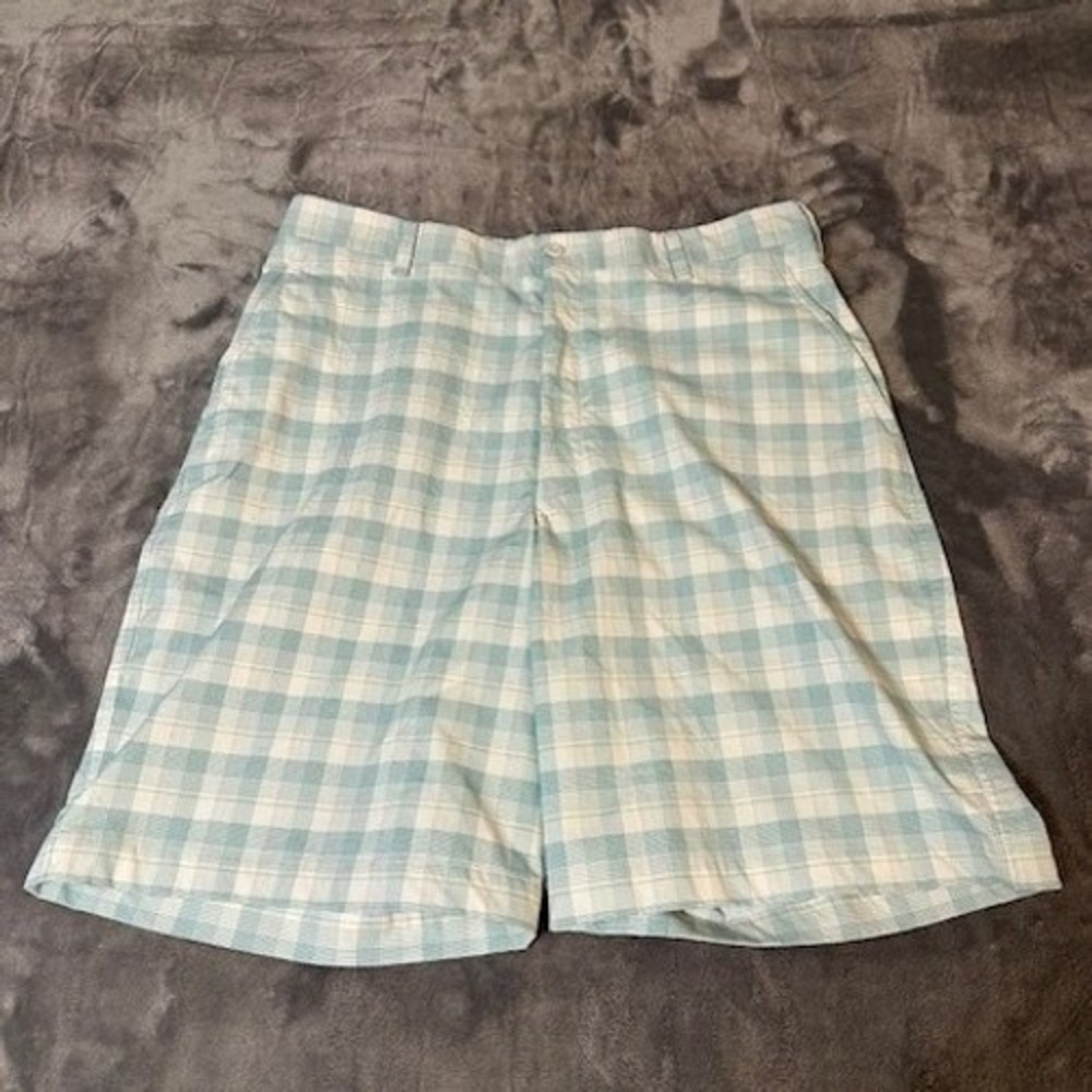 Nike Golf Performance Fit Shorts Mens Size 36 Blue Plaid Check EUC Golf Casual‎